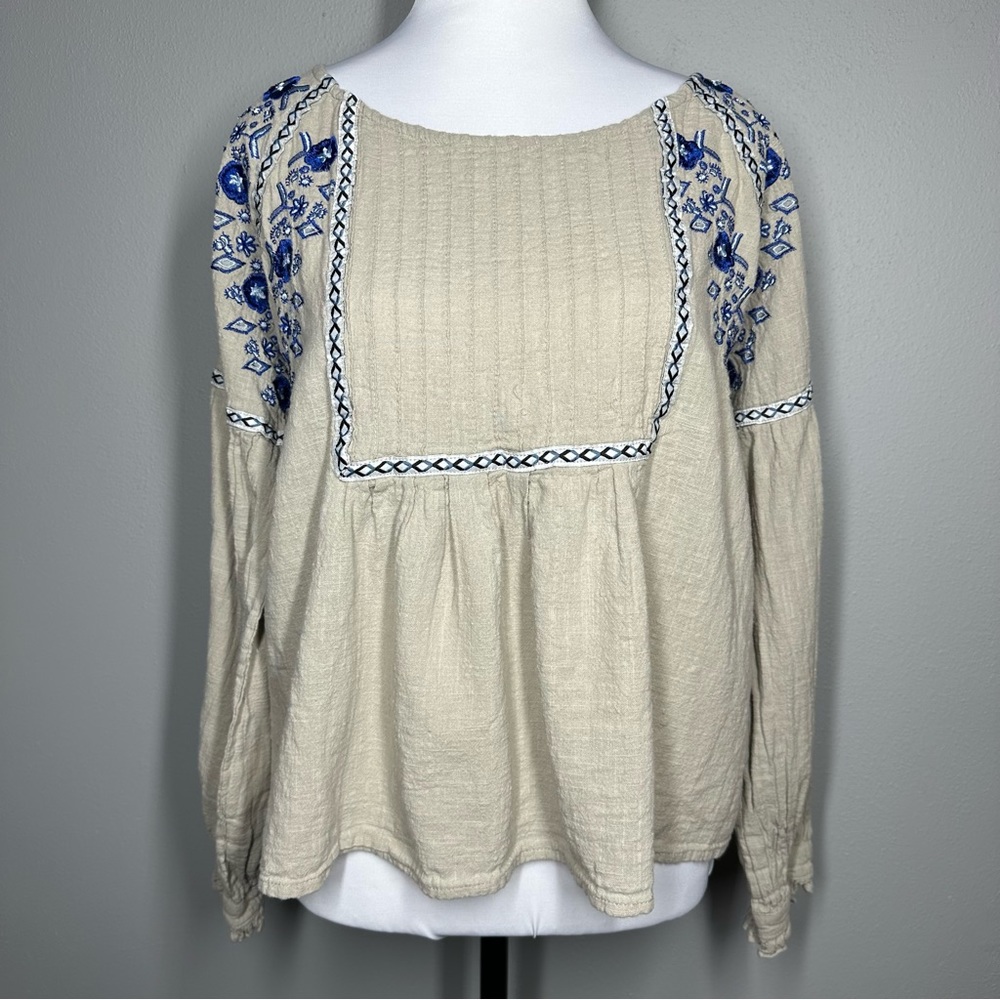 Embroidered Boho Long Sleeve Top